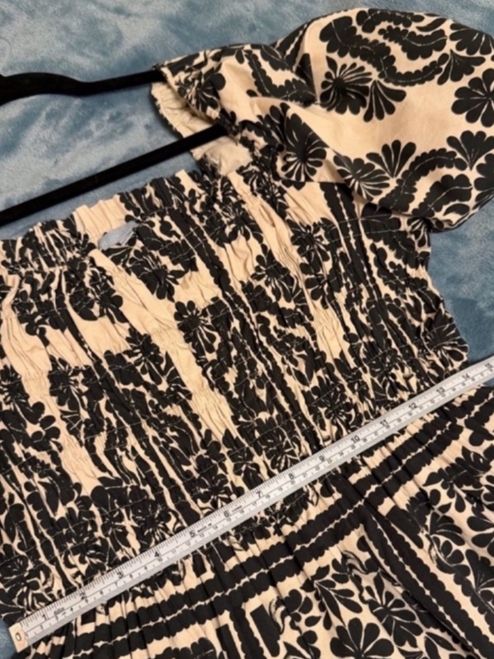 ANTONIO MELANI Black & Cream Square-Neck Puff Sleeve Mini Dress - Picture 7 of 9